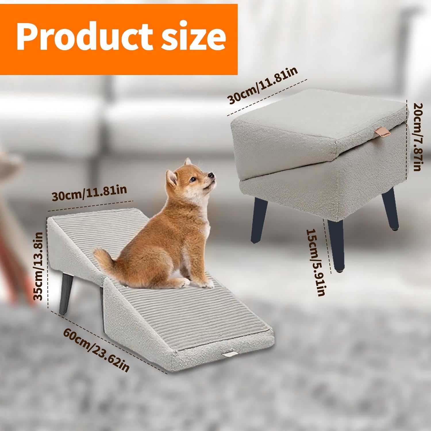 Generic Folding Dog Ramp for Couch, Pet Stairs & Ramp in One, Non-Slip, Stable, Solid Wood, Compact, Space-Saving, Fits All Pets & Homes