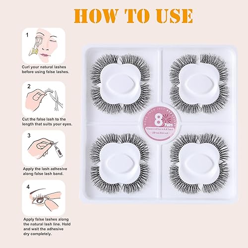 Miniatura 7 de Pestañas postizas de ojo de gato, pestañas postizas de visón sintético, pestañas postizas esponjosas de aspecto natural, 8 pares