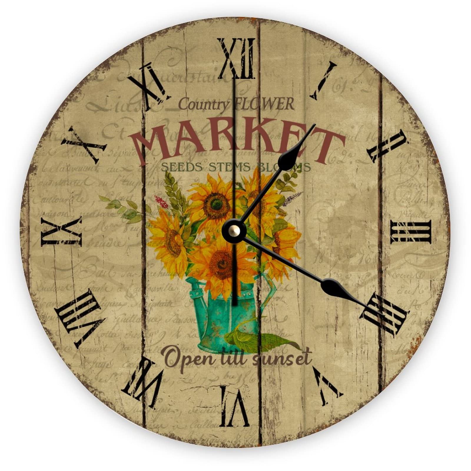 Horloge murale à quartz sans tic-tac vintage pour chambre 38cm