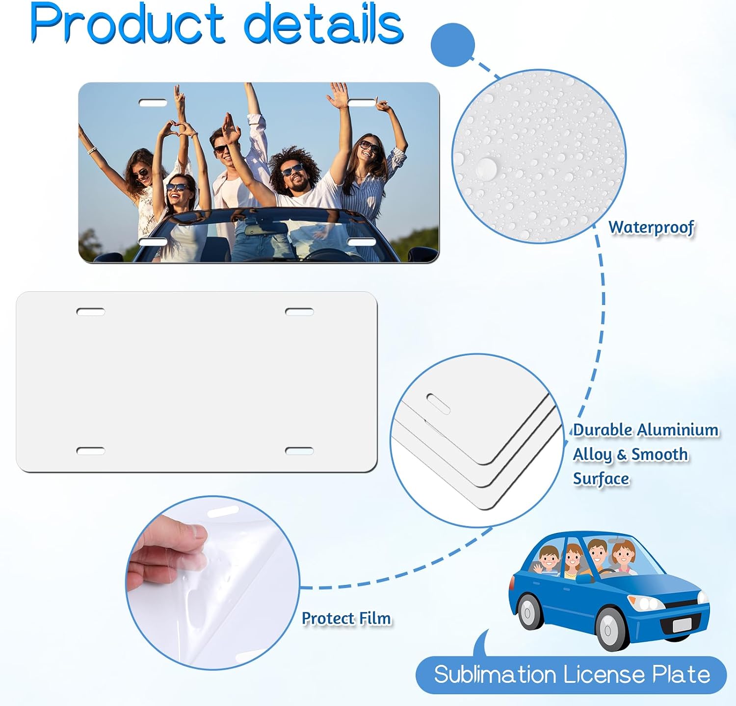 20 Pack Sublimation License Plate Blanks, Blank Metal Aluminum Plate Tag Heat Thermal Transfer Sheet DIY Picture Sublimation Blank Automotive License Plates for Custom Design Work(White)