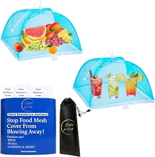 Large Mesh Food Covers (2 pk) Blue - Wind Proof, Insect-Proof, Food Mesh Cover, Food Cover Tents for Outdoor Use, Parties, BBQ, Plant Covers, Picnics & Catering
