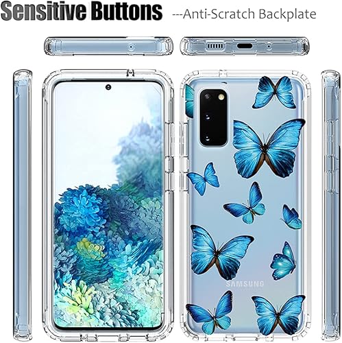 Miniatura 5 de Funda para Galaxy S20 5G, SM-G981U con protector de pantalla de vidrio templado, bonito patrón de mariposa transparente de cuerpo completo, funda