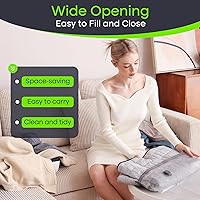 Vista 8 de 9 Pack Bolsas de Almacenamiento al Vacío de Viaje con Bomba Eléctrica USB, Bolsas de Tamaño de Equipaje de Mano de Ahorro de Espacio para Ropa