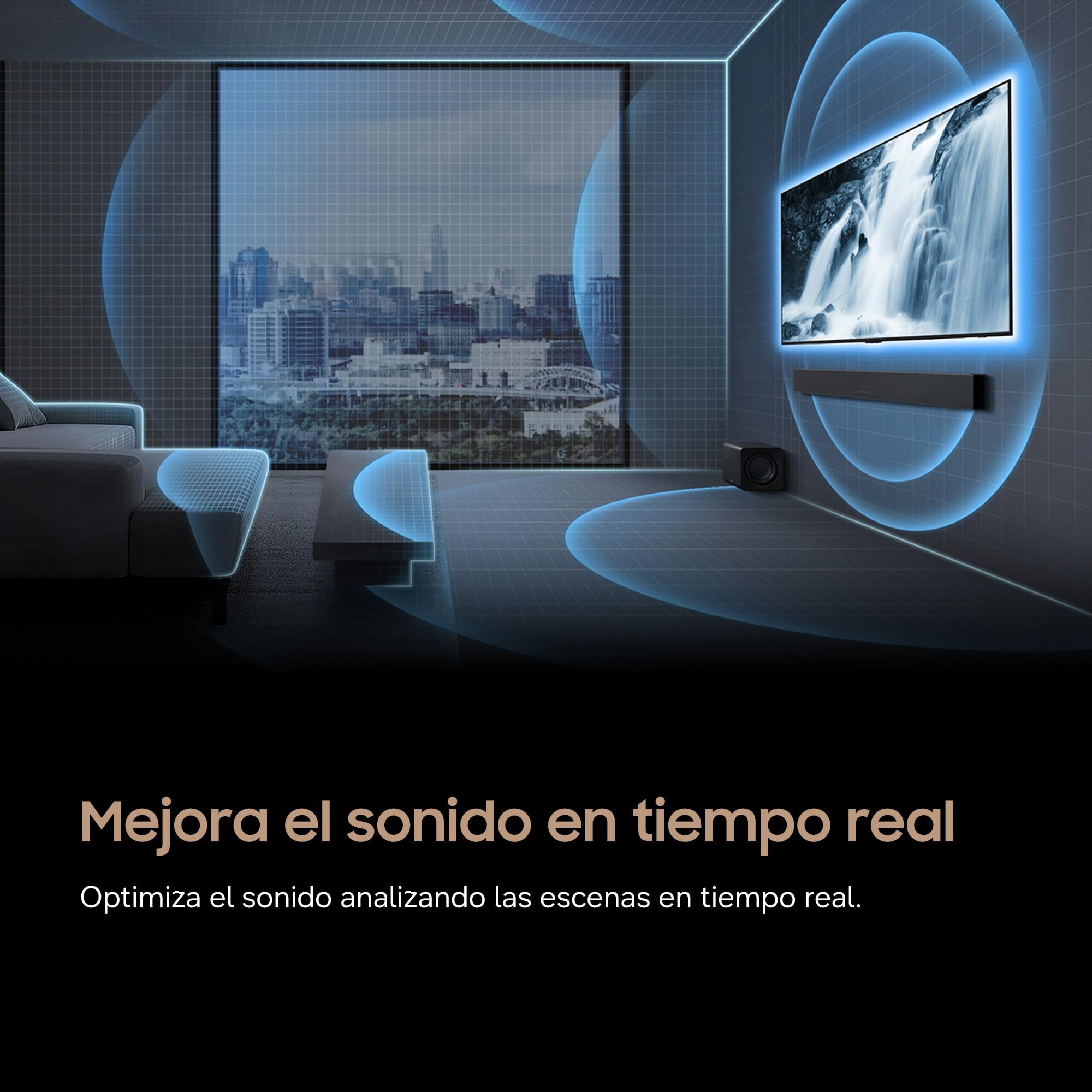 Samsung Barra de Sonido HW-Q600H/XC -Wireless Dolby Atmos, 3.1.2ch Sound, Q-Symphony, Adaptive Sound