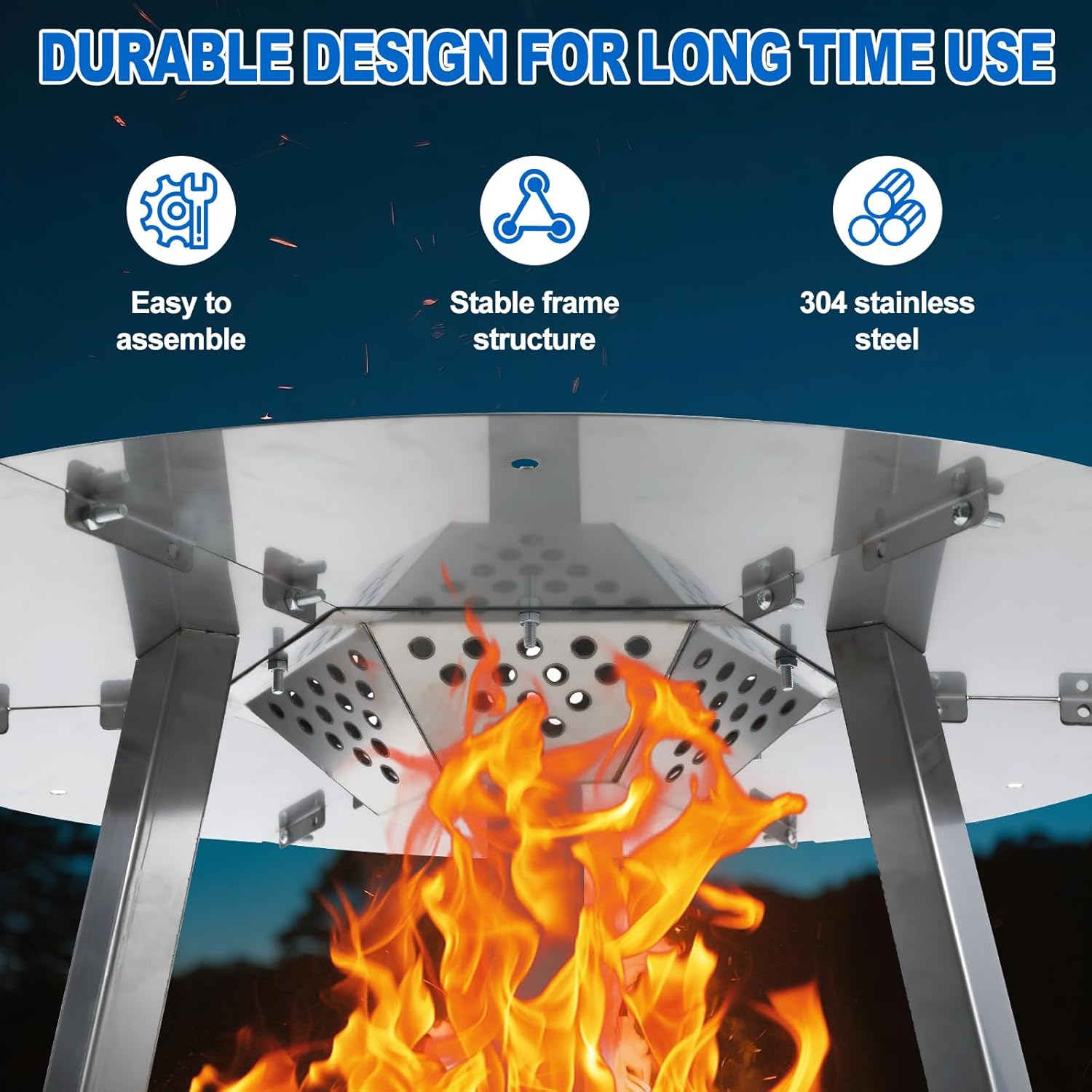 Heat Deflector for Solo Stove Bonfire 19.5", Stainless Steel Heat Diffuser Accessories for Solo Stove Bonfire with 3 Support Legs & Carrying Handle for Most 19.5 inches Backyard Fire Pit