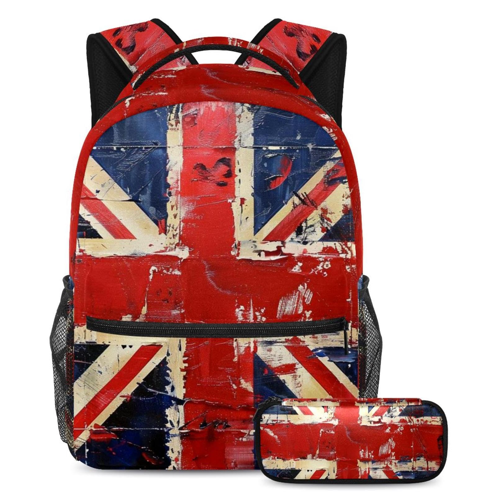 Cartables vintage Union Jack grand sac à dos ado trousse scolaire et voyage - 7