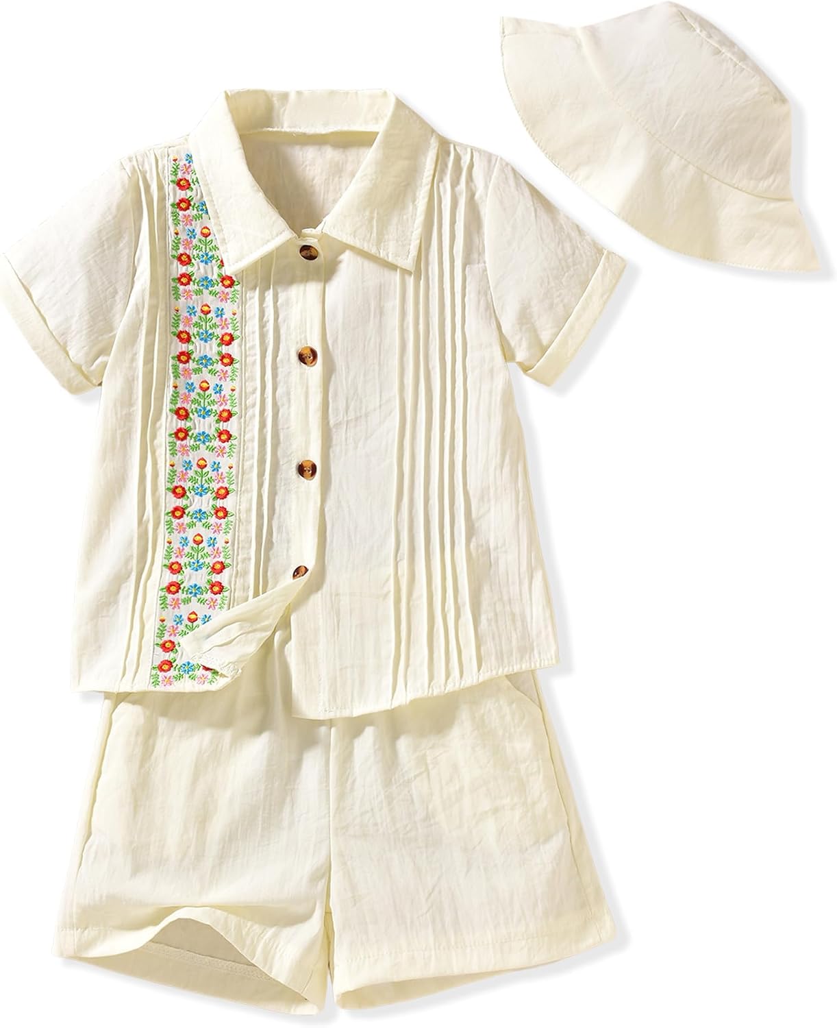 HIHA Toddler Boys Mexican Embroidered Short Set 2-7 Years