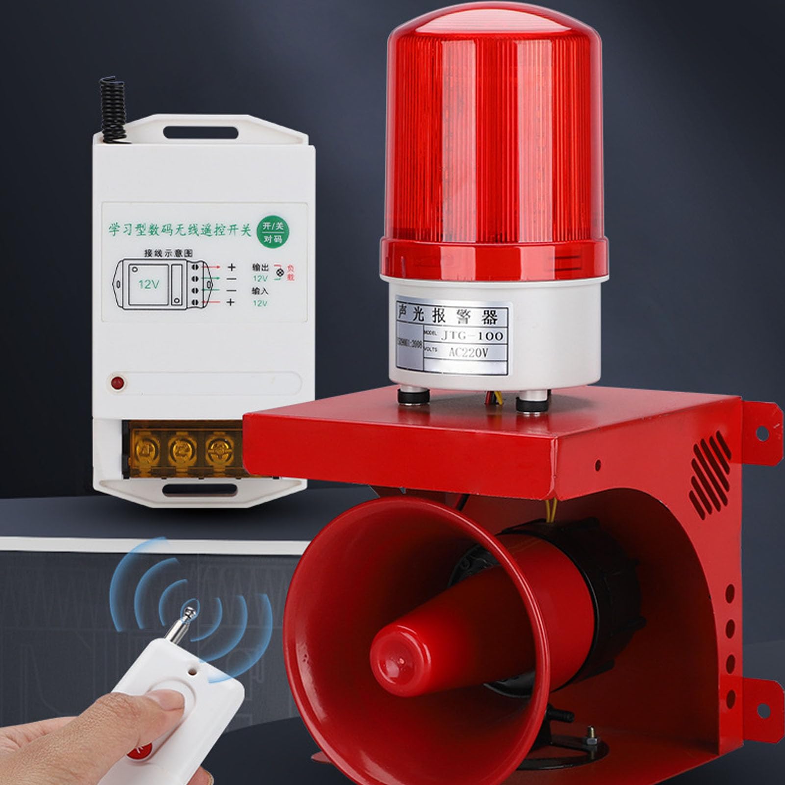 Alarma Visual Audible Sirena de Luz Sonora de Seguridad de Alta Potencia para Escuelas y Fábricas 220 V