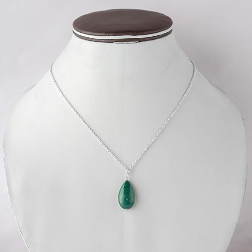 Miniatura 4 de Malachite Necklace, Healing Crystal Pear Gemstone Pendant Necklaces, Natural Spiritual Reiki Stone Jewelry for Women Girls Girlfriend