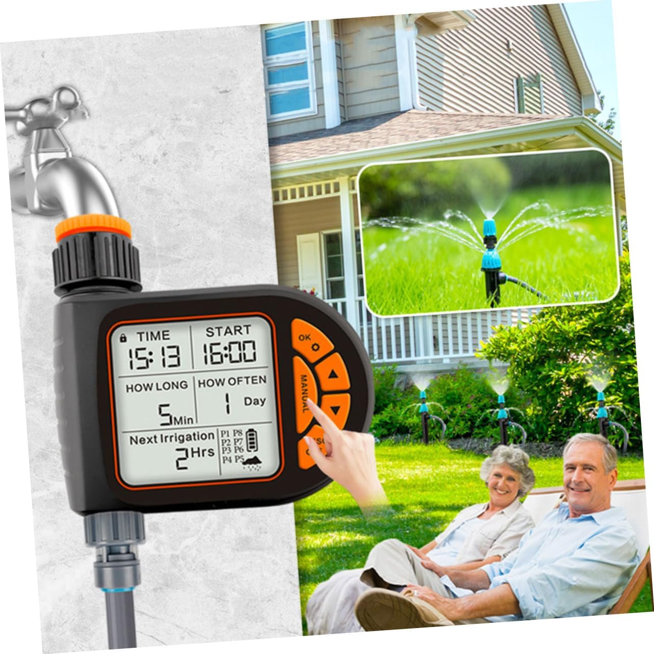 POPETPOP Automatic Irrigation Timer LCD Display Intelligent Digital Watering System for Garden and Balcony Efficient Water Control Irrigation Controller No Battery Required