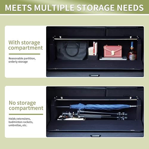 Miniatura 6 de Organizador de maletero de automóvil para Tesla Modelo Y 2022-2023 (5 plazas), organizador de maletero de cuero con tapa y asa de empuje,