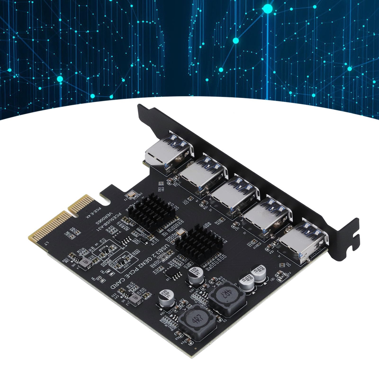 Carte PCIE Vers USB 3.2 Gen2 10 Gbps - Adaptateur D'extension Pour PC Bureau, Ports USB-A Et Type-C, Plug & Play Windows 10/11