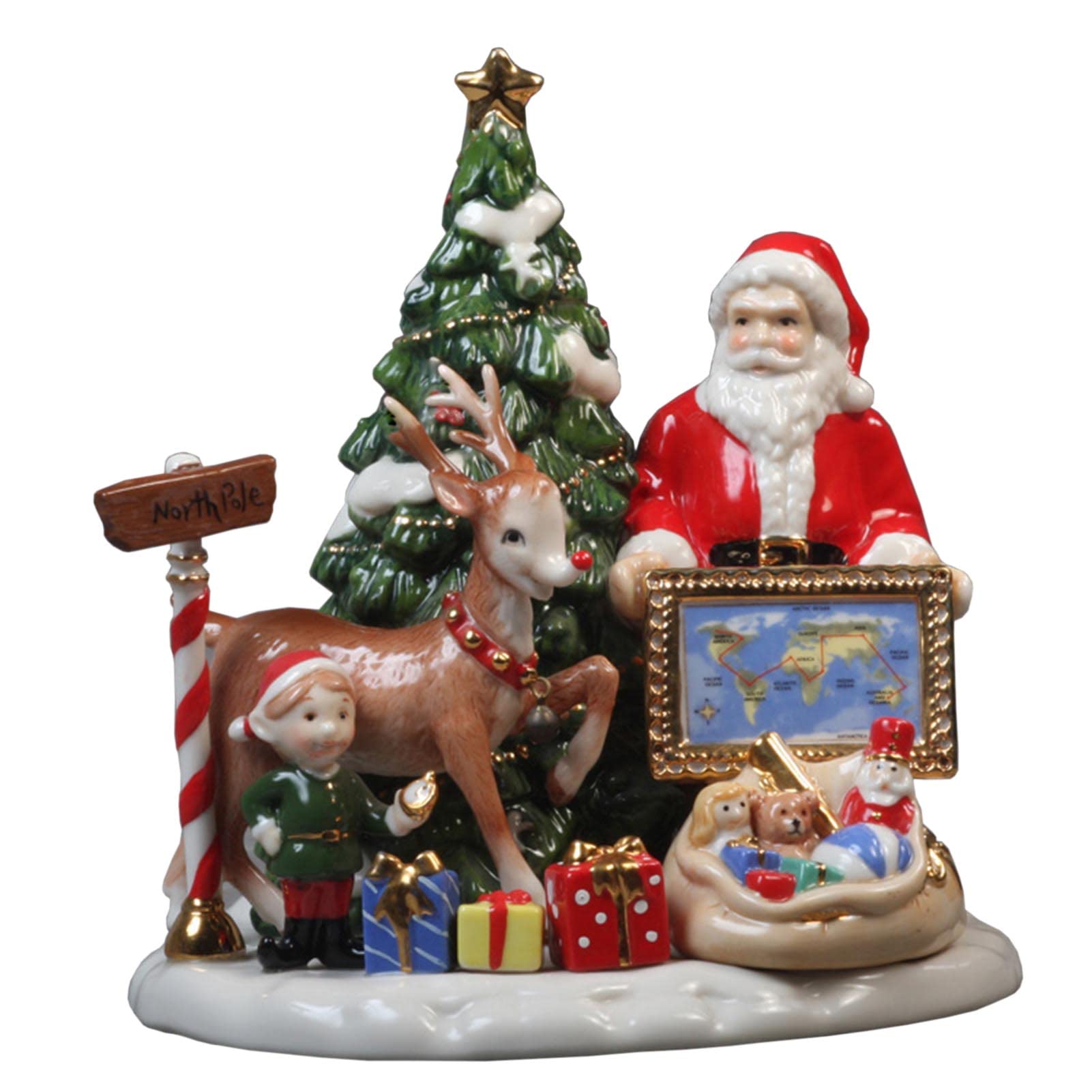 Décoration de la maison festival avec statue du Père Noël et céramique peinte