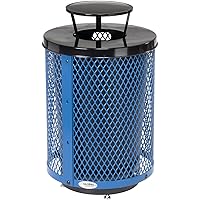 Vista 8 de Global Industrial Bote de basura de acero de diamante para exteriores con tapa para capó de lluvia, base elevada y forro de plástico, capacidad