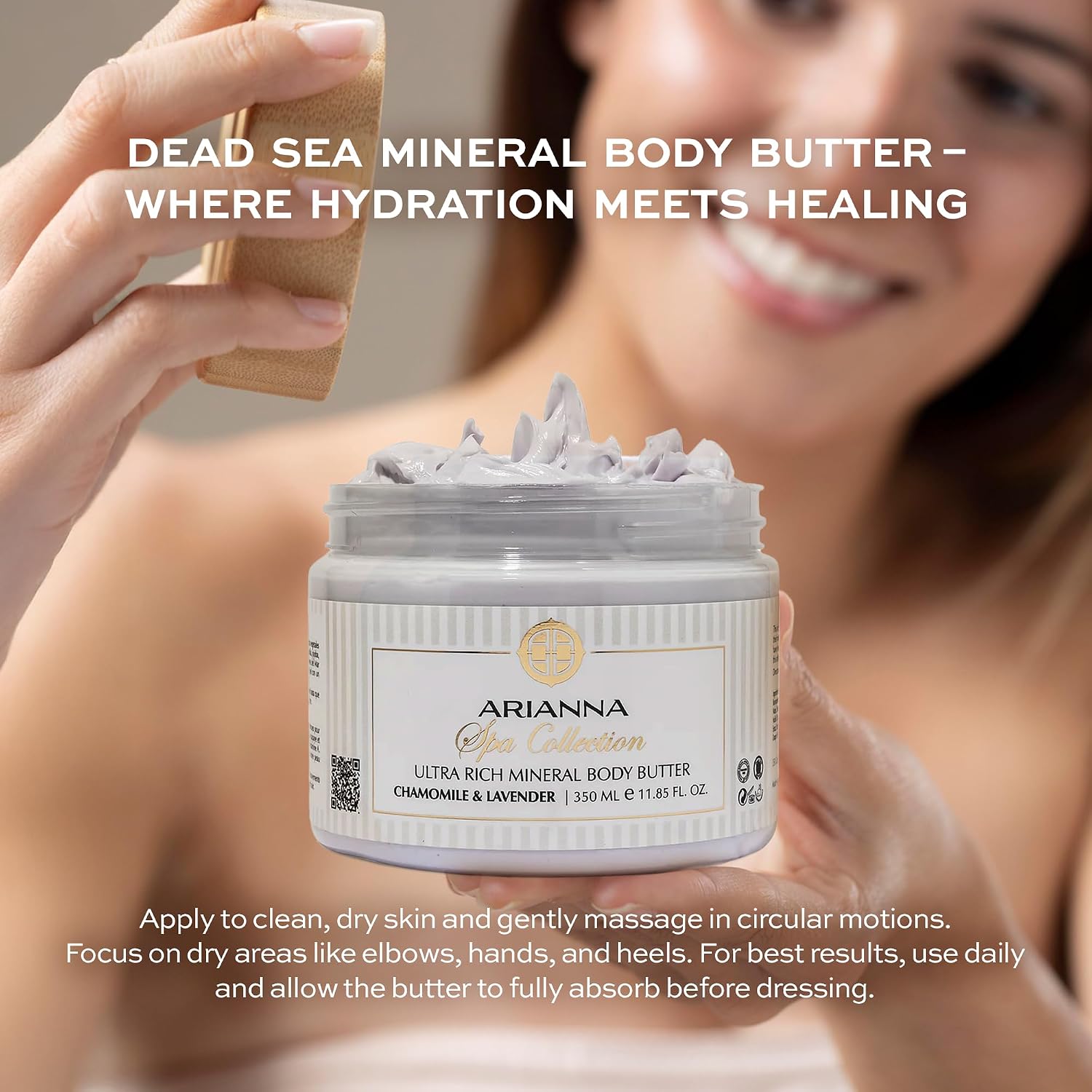 Ultra Rich Mineral Body Butter Dead Sea Body Butter For Dry Skin Repair Rich Vegan Hydrating Moisturizer (Chamomile & Lavender)