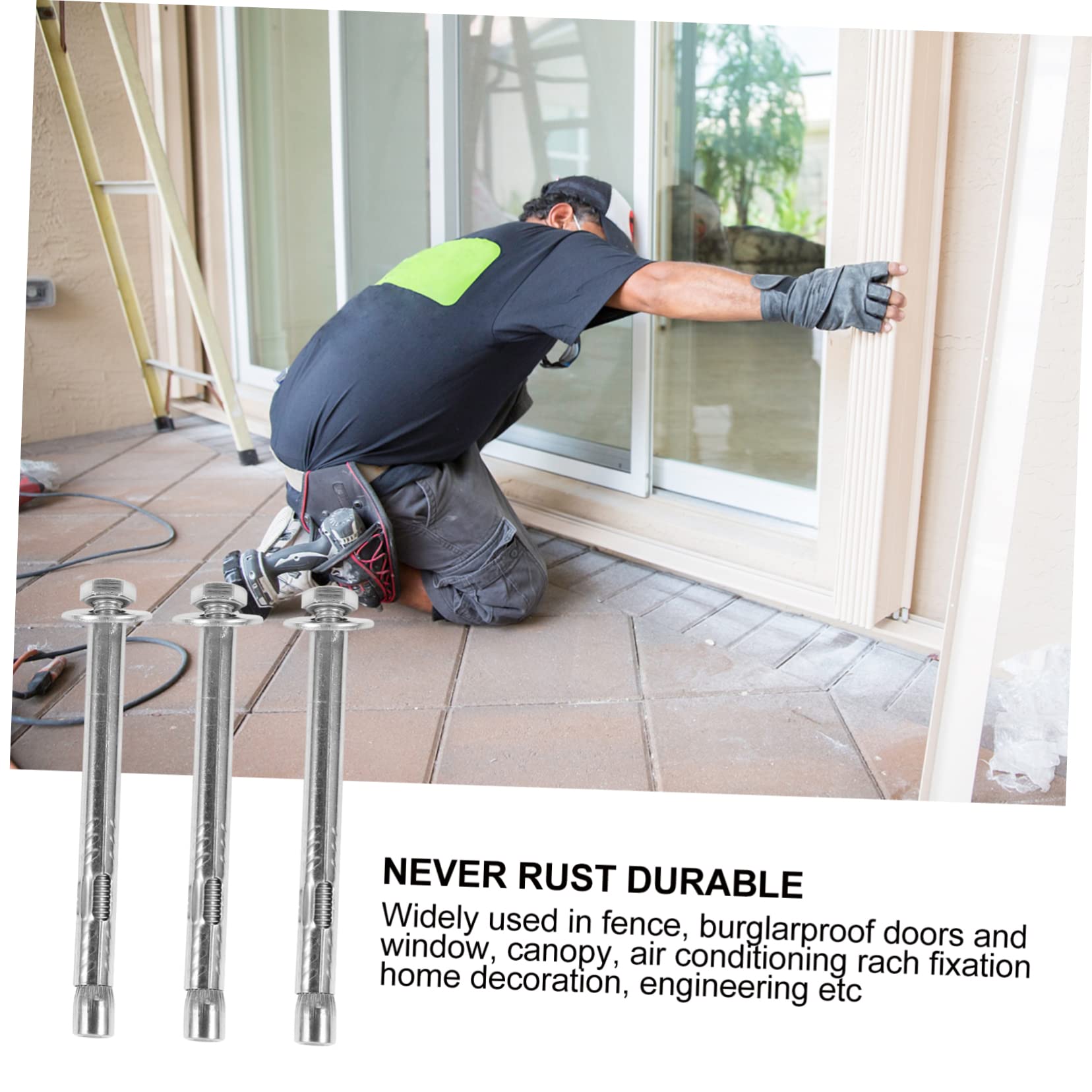 SOLUSTRE 6 Pack Stainless Steel Expension Bolts External Nut Sleeve Anchors for Drywall Masonry Concrete Window Door Frames