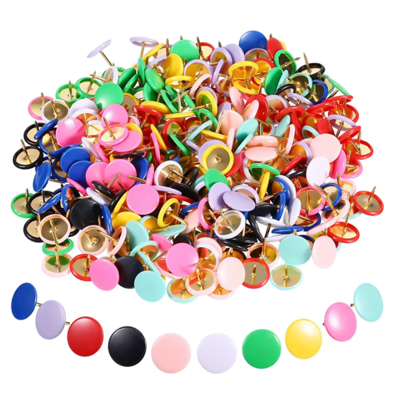 YSDINK 300 Pcs Black Drawing Pins with Storage Box, Round Head Thumb Tacks, Metal Push Pins for Pinboards, Bulletin Boards, Maps, Photo Walls, Decorative Cork Board Pins for Office and Home (Colorful)