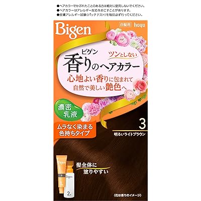 Hoyu ホーユー ビゲン香りのヘアカラー乳液3 (明るいライトブラウン) 1剤40g+2剤60mL [医薬部外品]