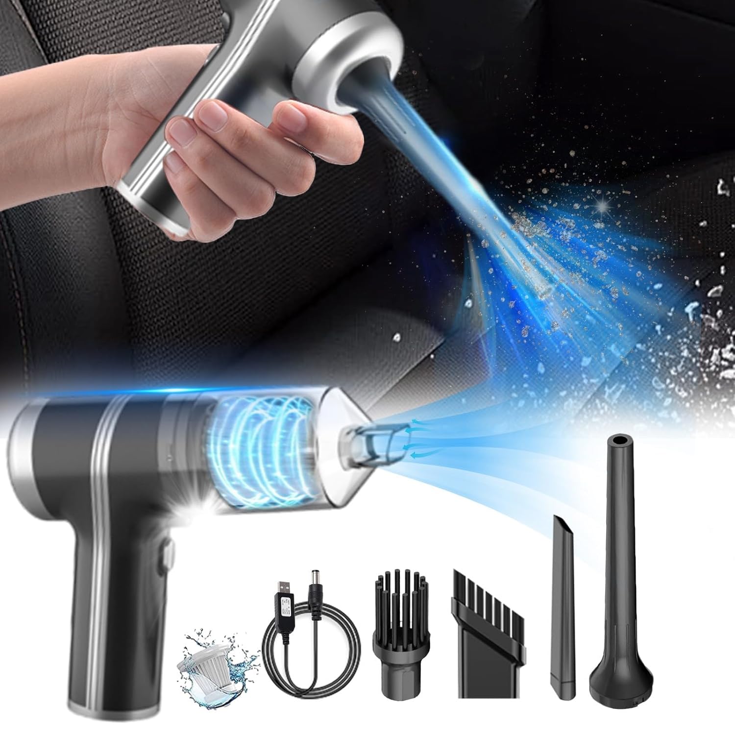 Handheld Vacuum Cordless Powerful Vacuum Cleaner Cordless with Clear Cup Lighting Rechargeable Wet Dry Portable Vacuum for Car