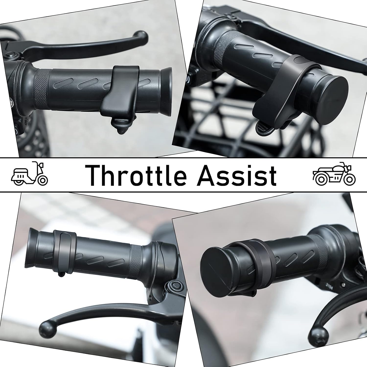 4 Pieces ABS Motorcycle Throttle Holder Cruise Assist Control Grip Handlebar Black Motorcycle Handlebar Throttle Universal Cruise Control Assist Mounted Rocker Cramp Stopper for Scooter