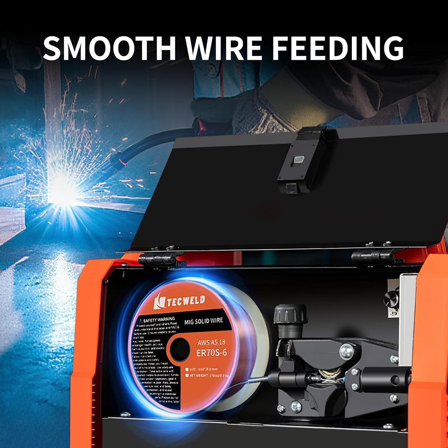 Solid MIG Welding Wire ER70S-6 0.30 Inch 2LB Spool - Low Spatter Carbon Steel Gas Shielded Wire with High Feedability ABS Spool for All Position Welding