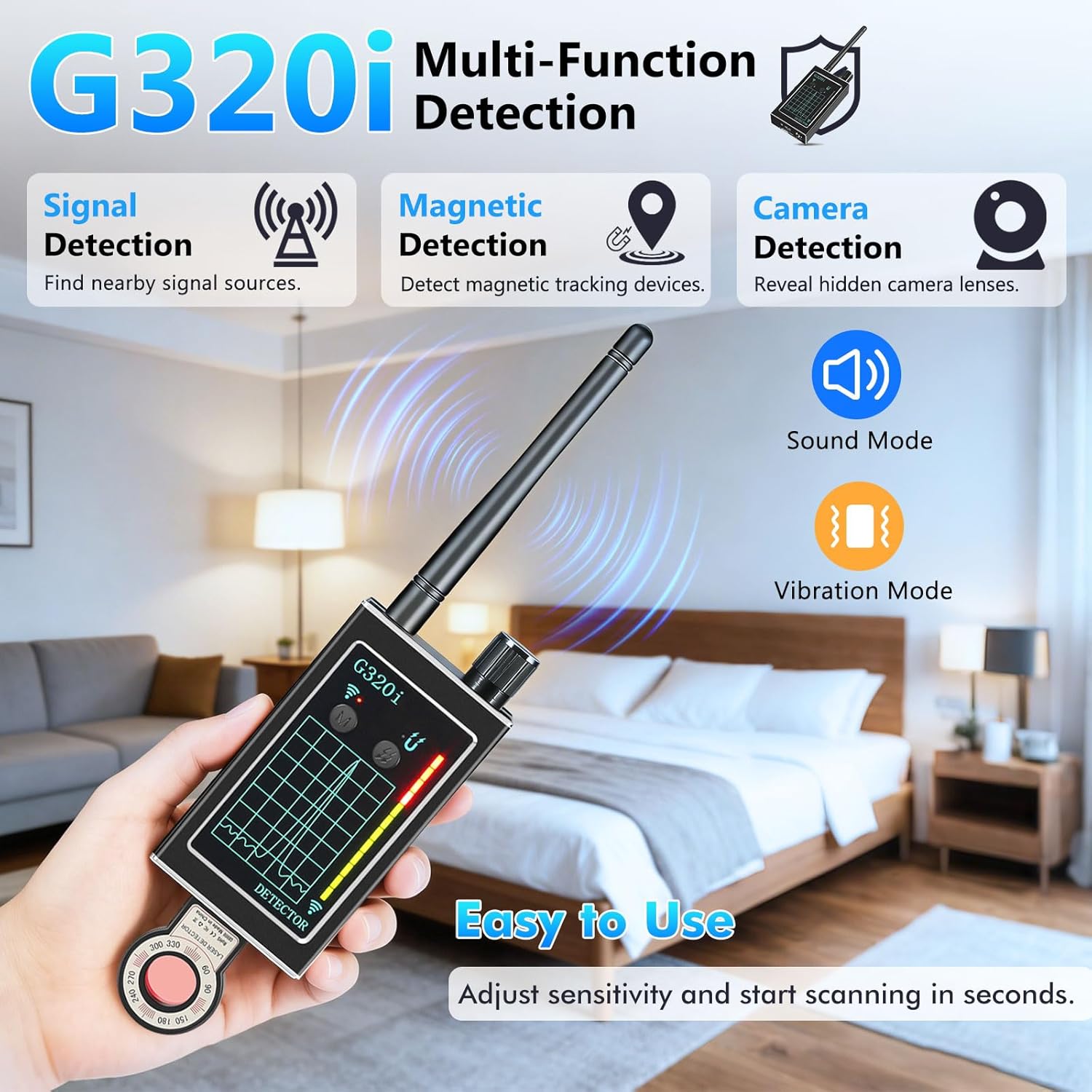Hidden Camera Detectors,Recording Device Detector,Car Tracking Device Detectors Electronic Bug Sweeper Camera Finder.