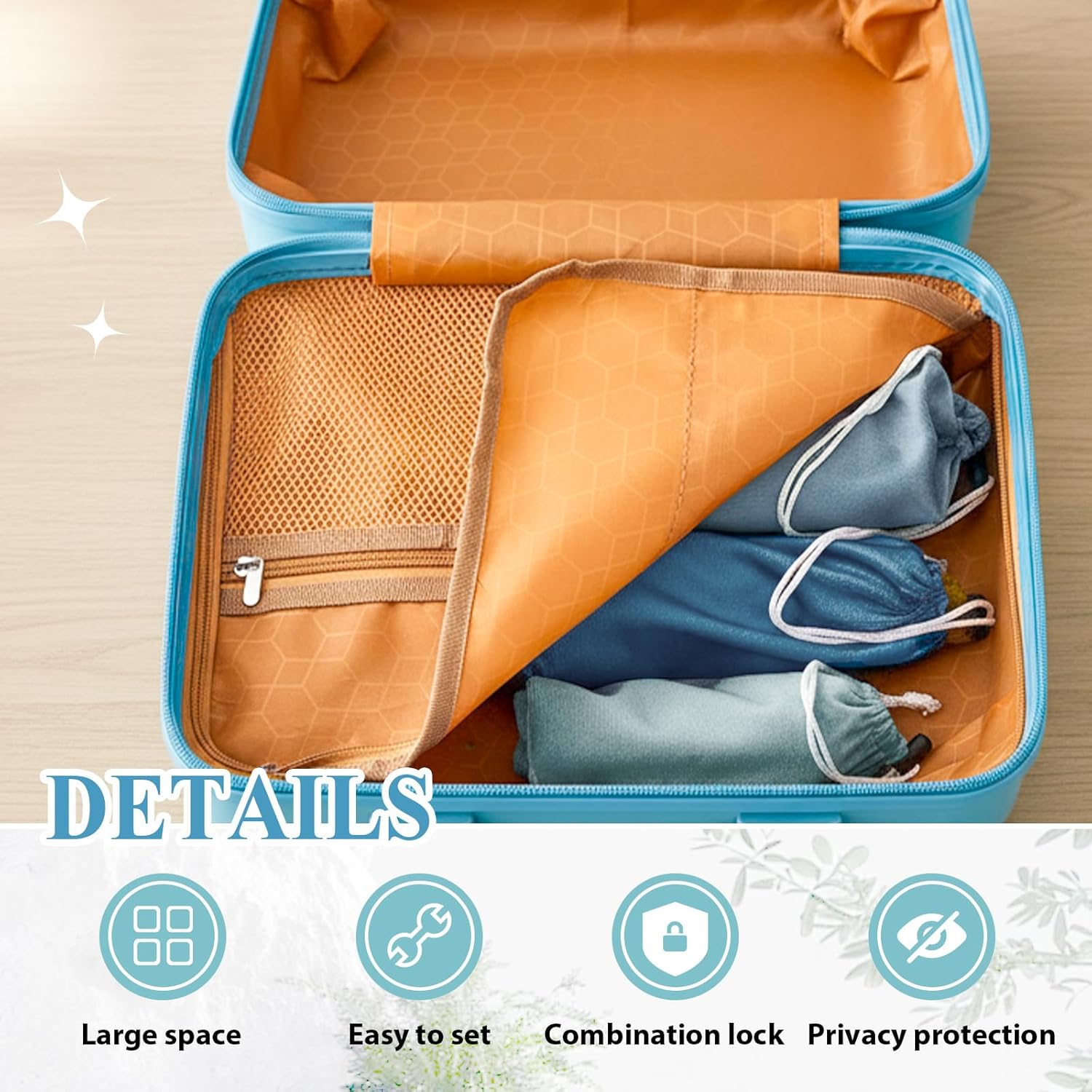 Dansydaisy Adult Game Toy Storage Organizer Case and 9 Pcs Toy Storage Bags, Reusable Organizer Case Lock Box for Women and Men, 3 Sized Bag for Home(Medium,Regular Style,Sky Blue Color)