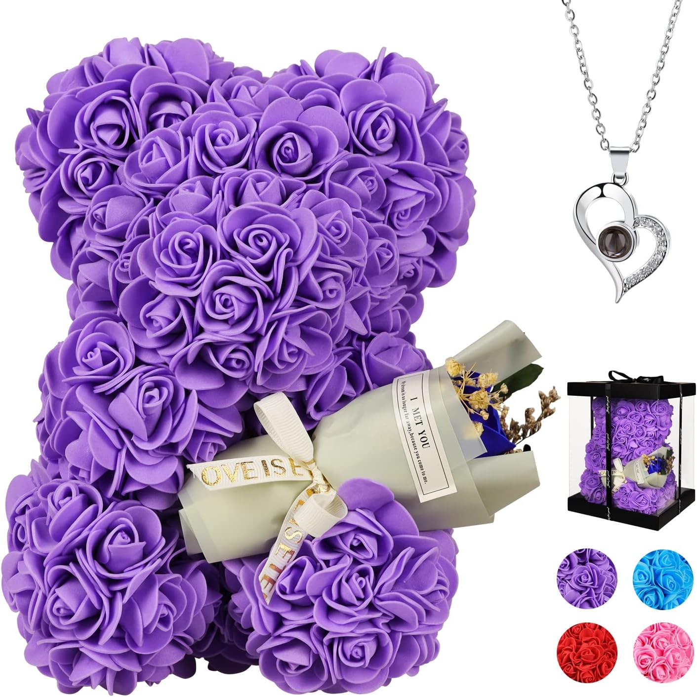 Rose Bear,Rose teddy Bear,Valentine Gifts for Her,Valentine Gifts for