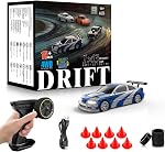 RC Voiture à moteur, 1/43 Mini RC Voiture de drift avec gyroscope, voitures de contrôle à distance entièrement proportionnées 2,4 GHz, 4WD Courses à grande vitesse avec lumières, pneus de course, modèles de voitures Cadeau pour adultes, enfants, garçons (Blanc-A)