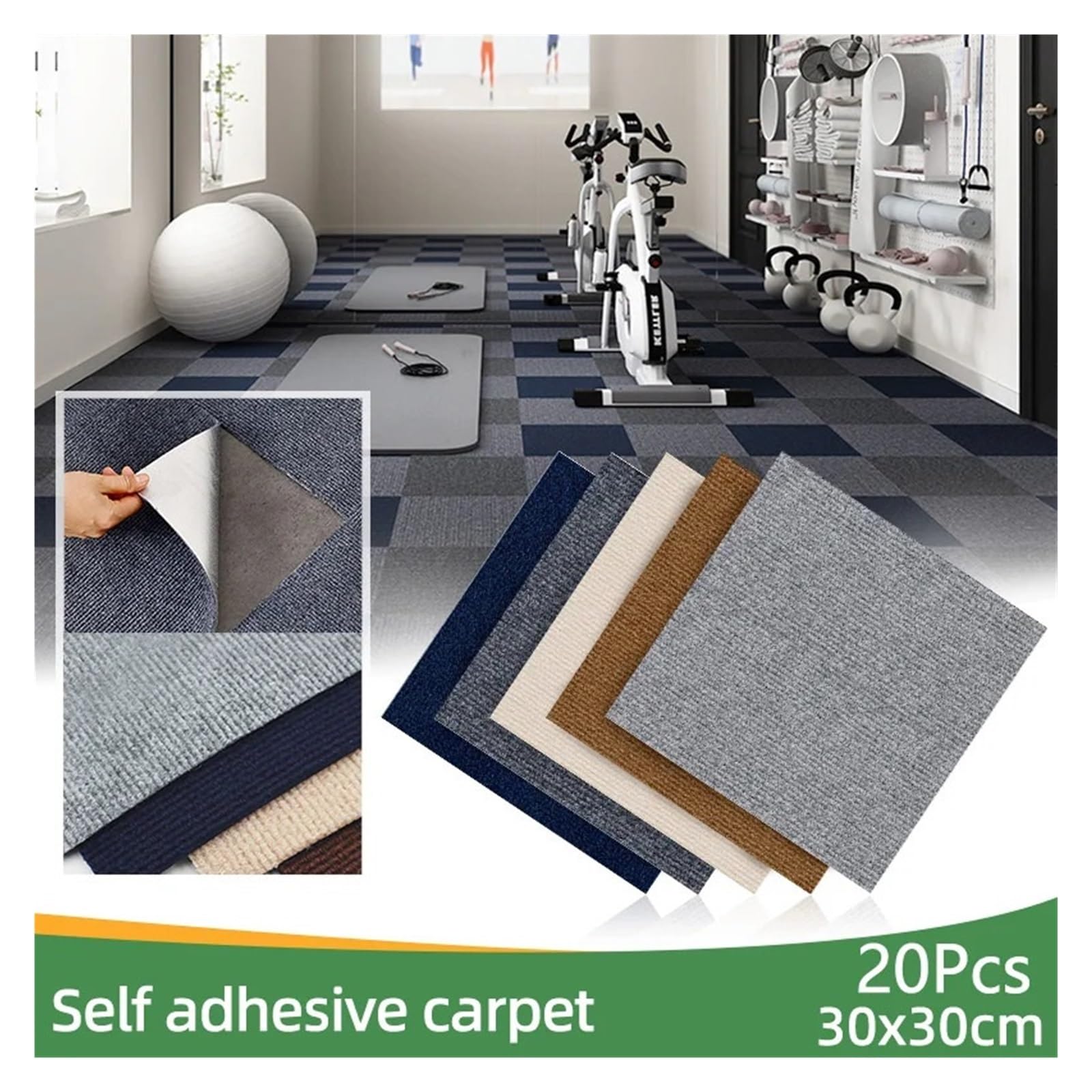 teppichfliesen selbstklebend 20 stücke Teppiche Fußmatten Fliesen Aufkleber Adhesive Teppich Peel Und Stick Abnehmbare for DIY Home Einrichtungsgegenstände(Khaki)
