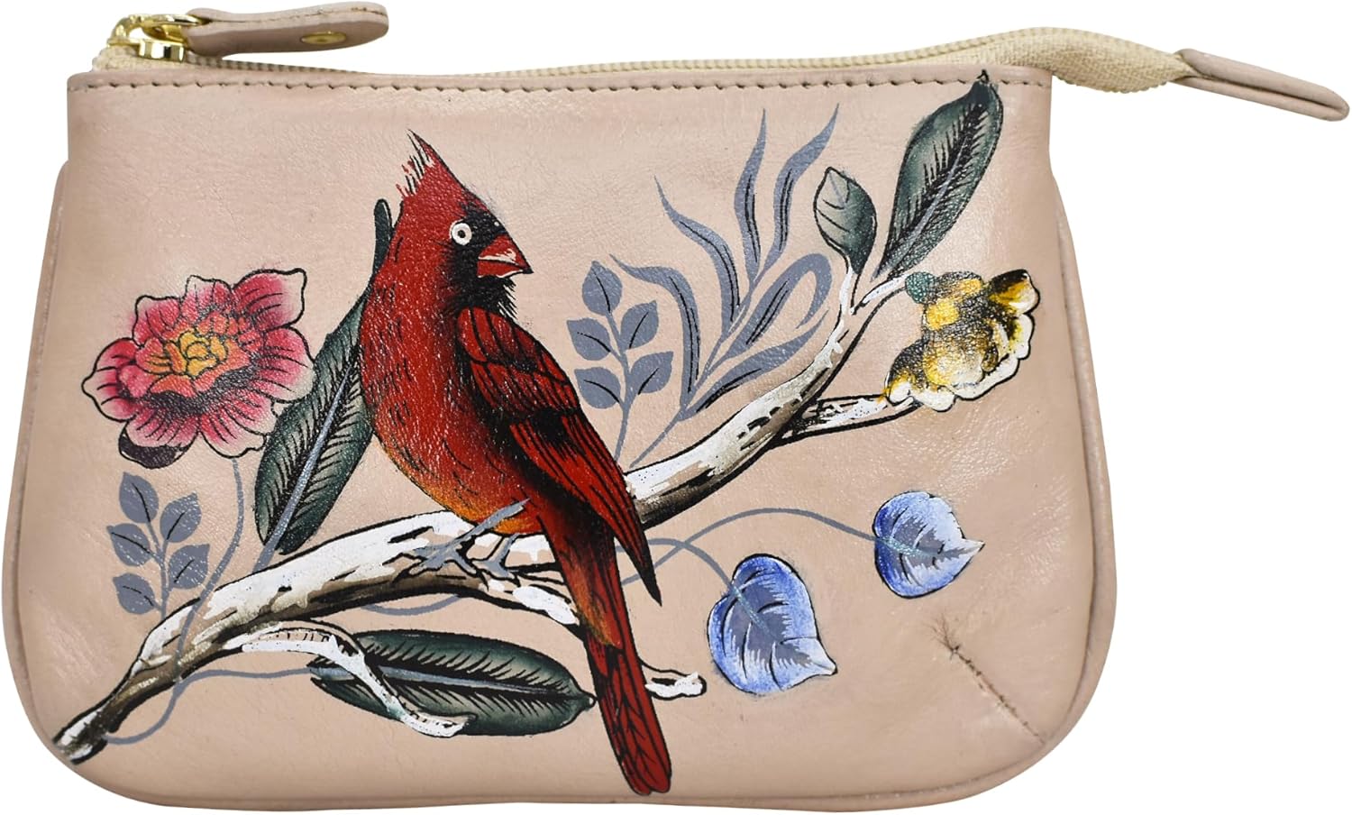 Anuschka Women’s Hand-Painted Genuine Leather Medium Zip Pouch - Coin and Key Pouch - Zippered, 2 Key Fobs