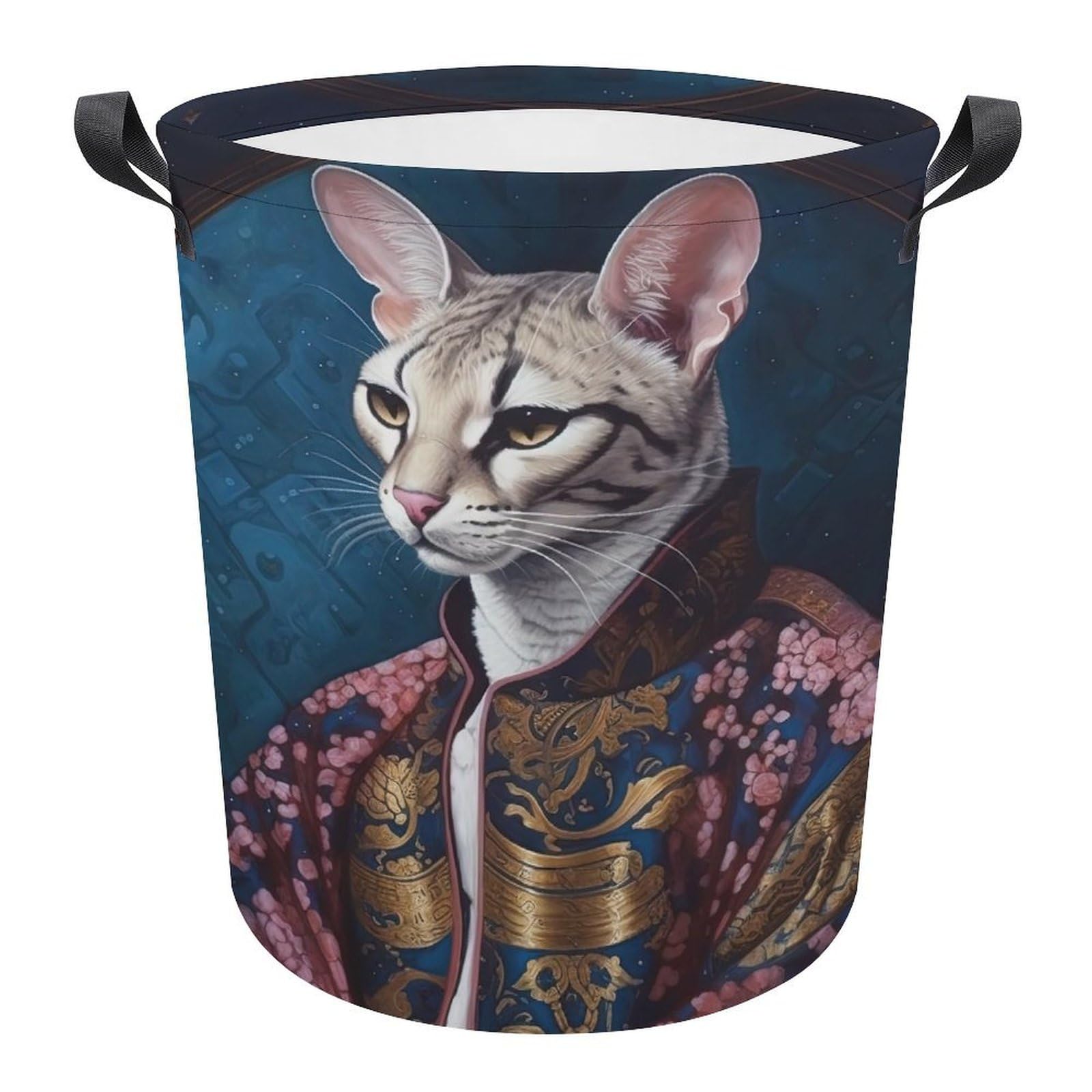 Cesta de lavadero redonda con gato genial perfecta para organizar ropa sucia en el baño de casa