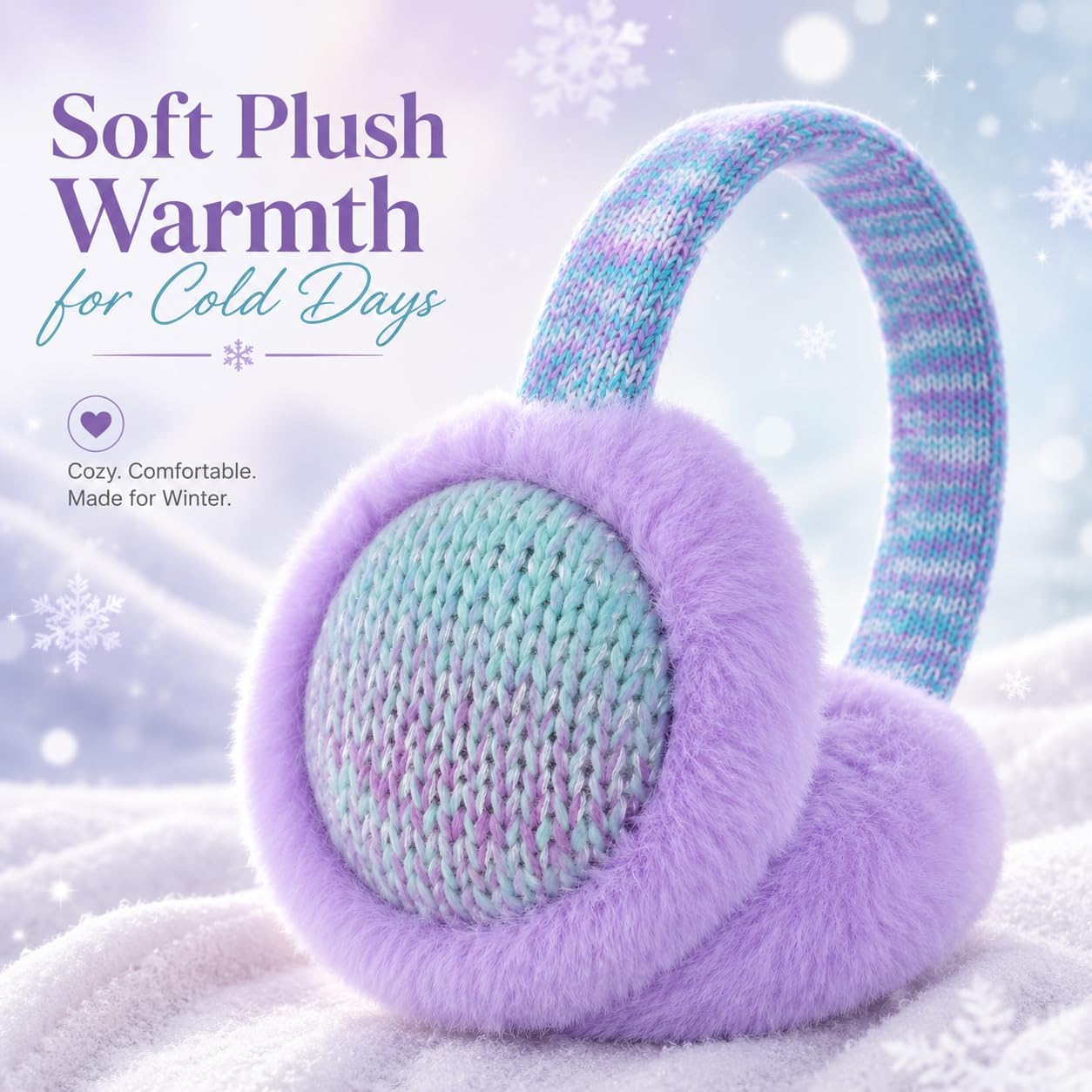 Winter Knit EarMuffs for Kids Warm Furry Girls Ear Muffs