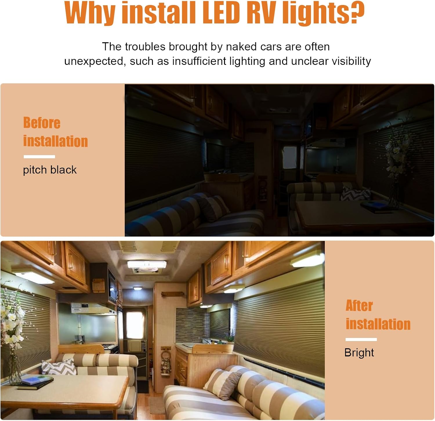 RV LED Lights Interior 12v 600LM, Camper Lights 8W, Ceiling Dome Light with Switch for RV Camper Trailer Boat Car (Natural White 4000-4500K, 5 Pack)