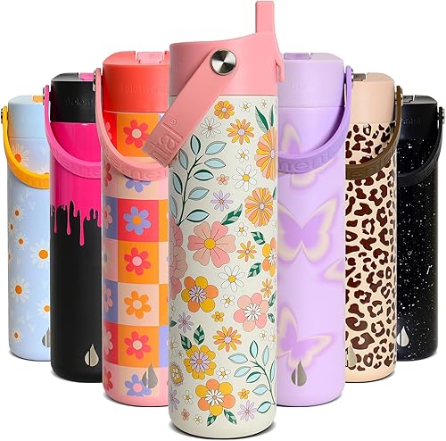 Miniatura 66 de Elemental Botella de agua aislada de 40 onzas con pajilla, botellas de agua con núcleo de acero inoxidable 100% a prueba de fugas para viajes,