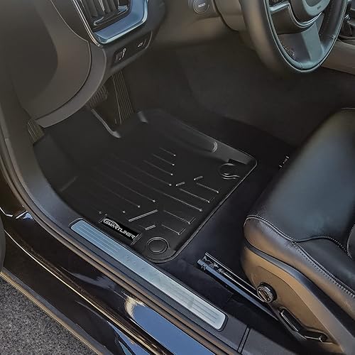 Miniatura 2 de SMARTLINER Juego de alfombrillas negras de 2 filas de protección para todo tipo de clima, compatible con Volvo S60 2019-2023 (no es compatible con