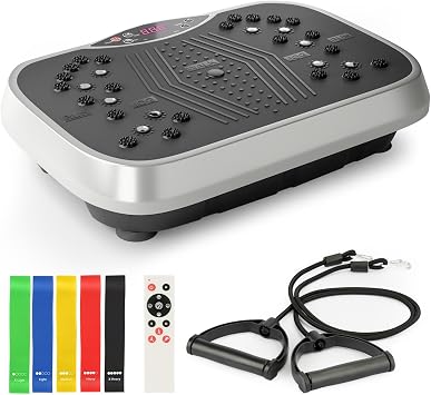 Vibration Plate Exercise Machine for Lymphatic Drainage, 120-Level Vibrating Platform Machine for Weight Loss/Body Workout, with Resistance Bands Home Gym Fitness Shake Plate with Resistance Bands