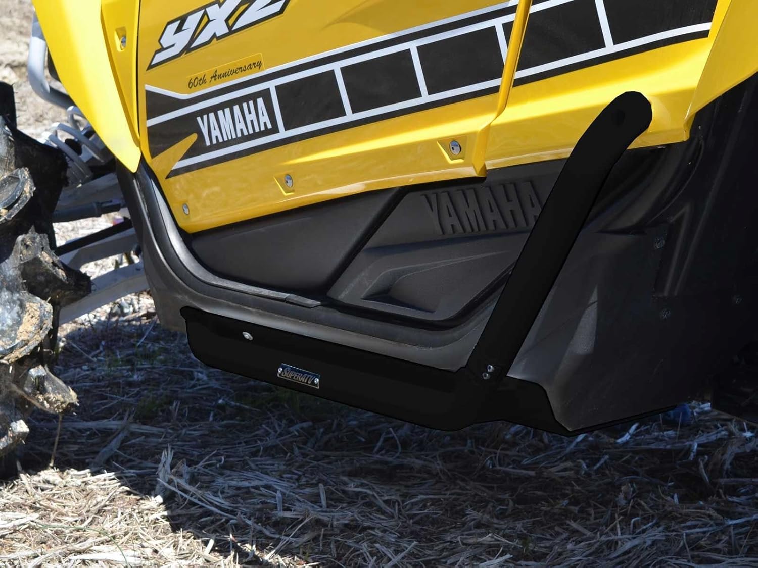 SuperATV Rock Sliders Nerf Bars Tree Kickers for 2016+ Yamaha YXZ/SE/SS | Black | Constructed of 1.75" Heavy-Duty Tubing | Powder Coat Finish | Bolt-on mounting