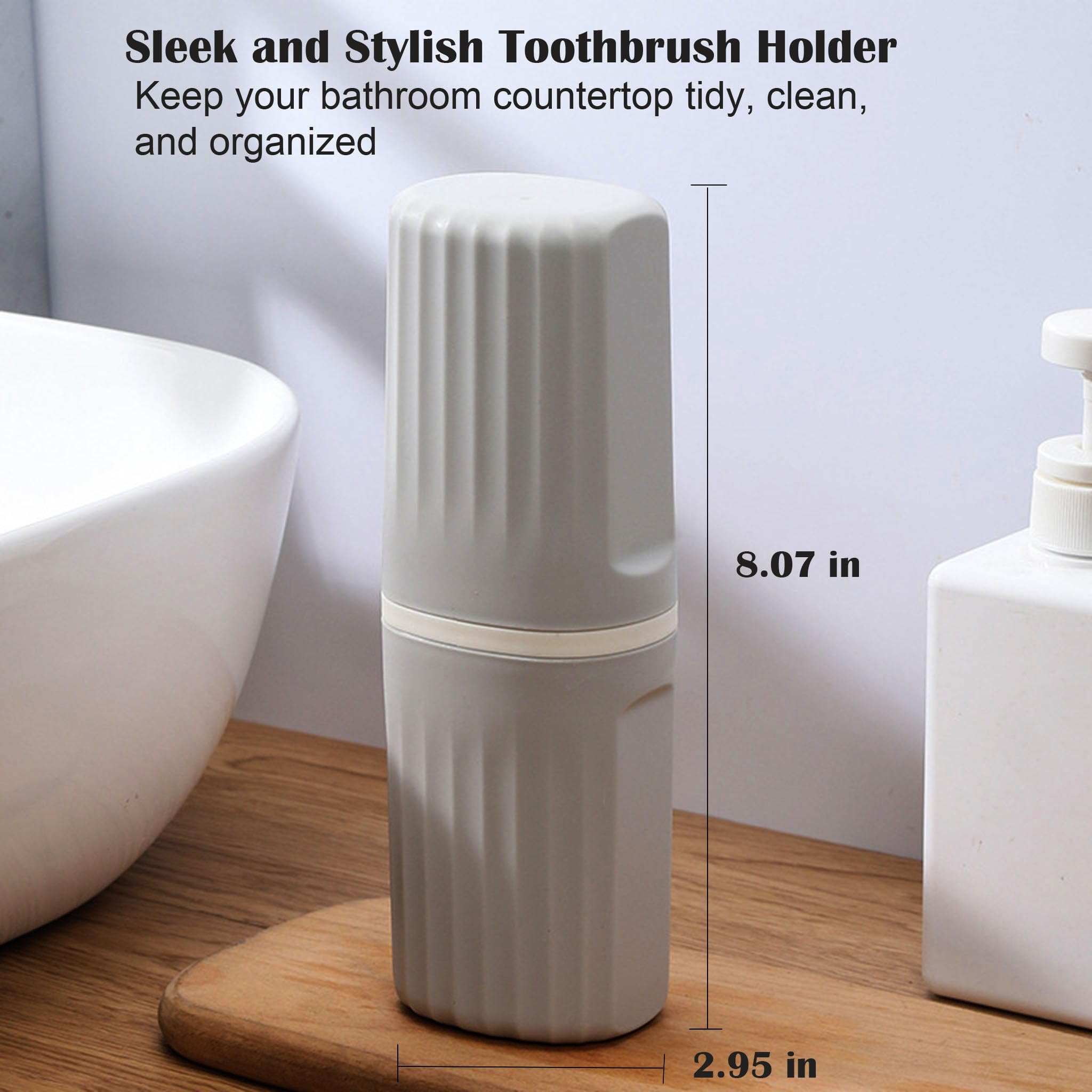 Estuche de viaje para cepillo de dientes, soporte portátil 2 en 1 para cepillo de dientes y taza de enjuague bucal, pasta de dientes de gran capacidad y taza para cepillo de dientes con tapa