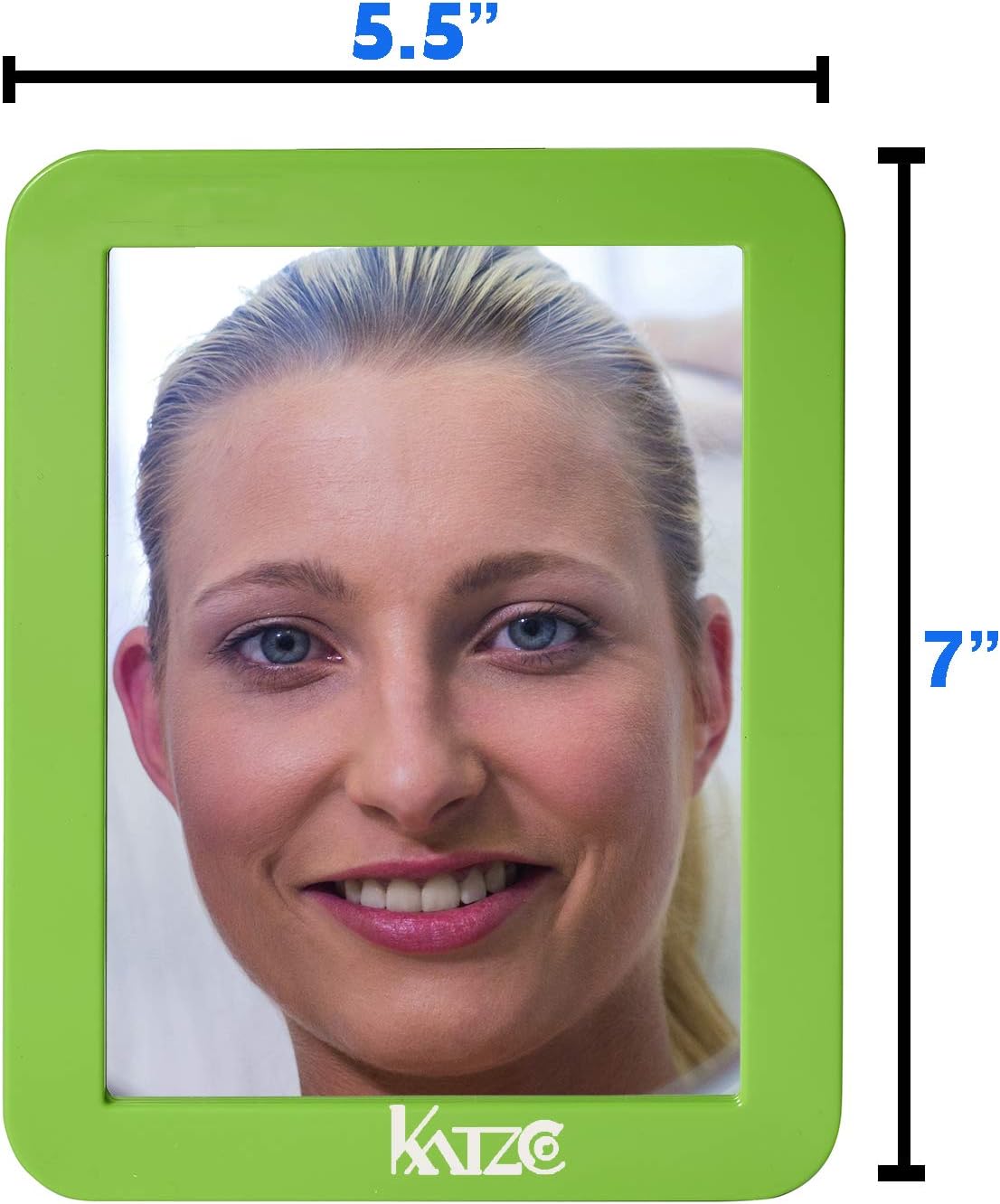 Katzco 5 x 7 Inch Magnetic Mirror - Ideal for School Locker, Refrigerator, Home, Workshop or Office Cabinet (Bright Green)