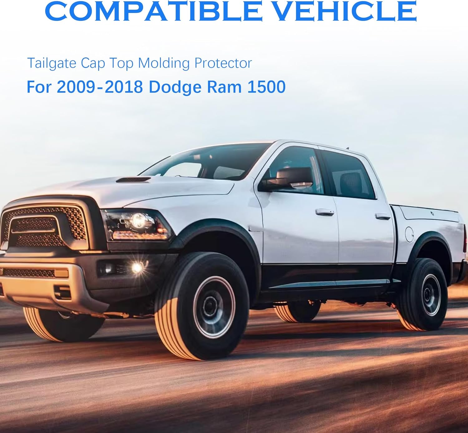 Tailgate Molding Trim 5.7'' Bed Rail Cap Cover Compatible with 2009-2018 Ram 1500 Replaces 68375098AA/ 68375099AA Left&Right Bed Rail Cap