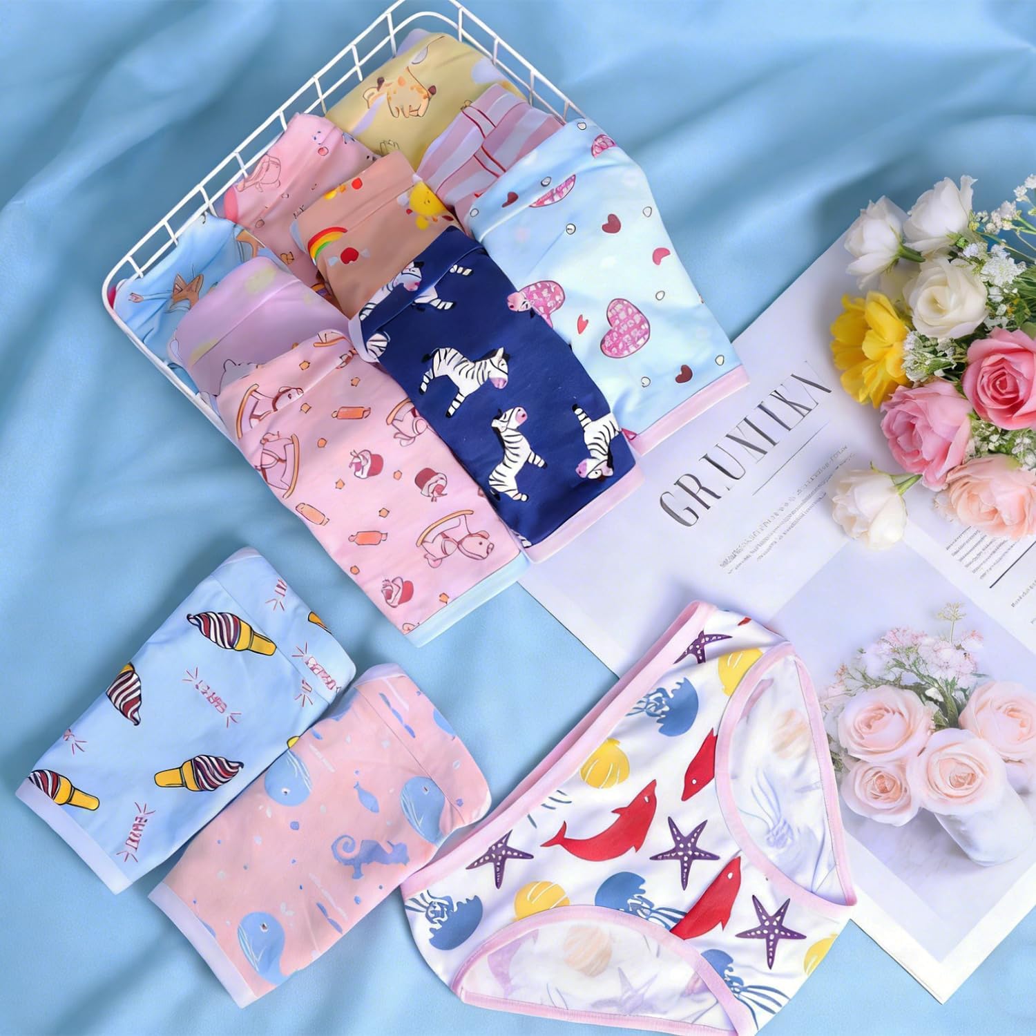 Girls Printed Underwear Kids Cotton Breathable Comfort Panty Briefs Toddler Undies(Pack of 12) Multipack - Image 2