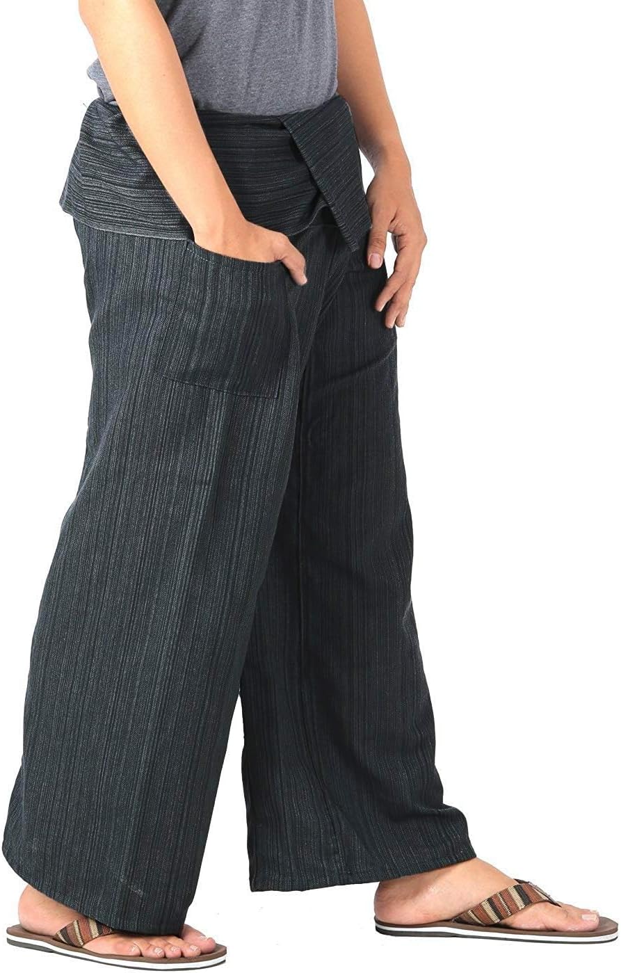 Whitewhale Mens Women Cotton Stripe Thai Fisherman Pants.