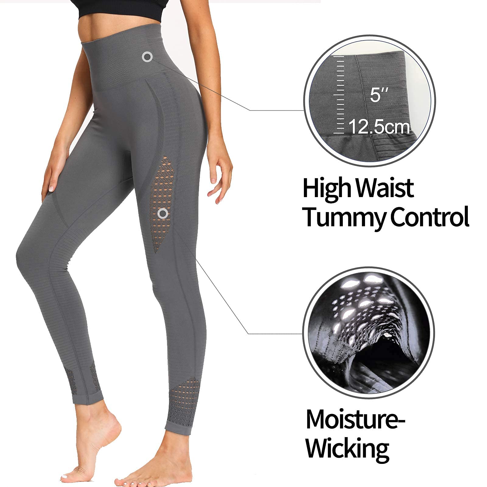 Eono Leggins Sportivi Donna Leggins Push Up Vita Alta Pantaloni Yoga