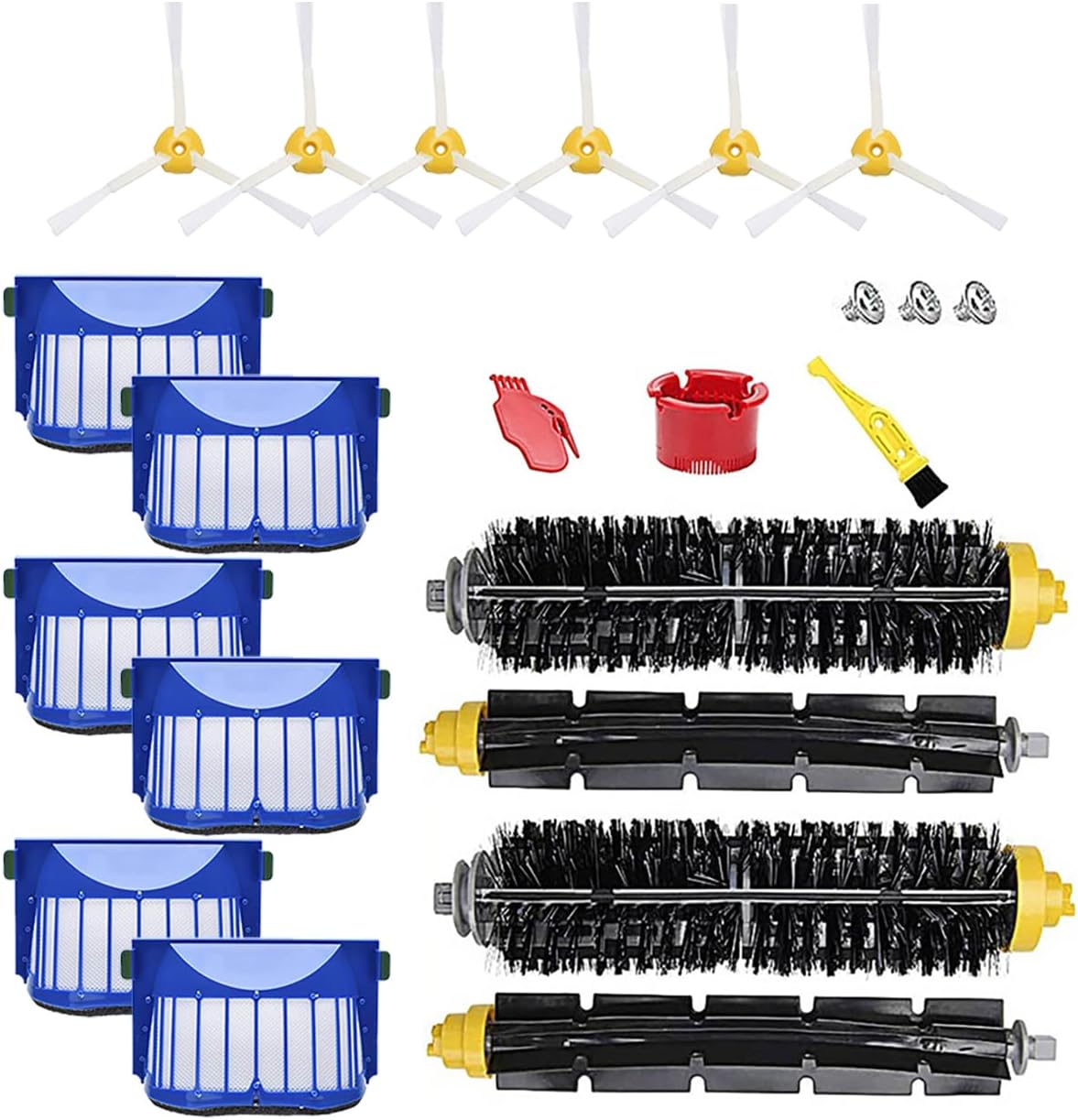 Replacement Parts Kit for iRobot Roomba 600 Series 595 614 650 670 690 692 694 Vacuum Cleaner - Includes Bristle and Flexible Beater Brushes, Filters, Side Brush