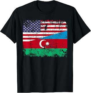 AZERI ROOTS | Half American Flag | AZERBAIJAN FLAG T-Shirt