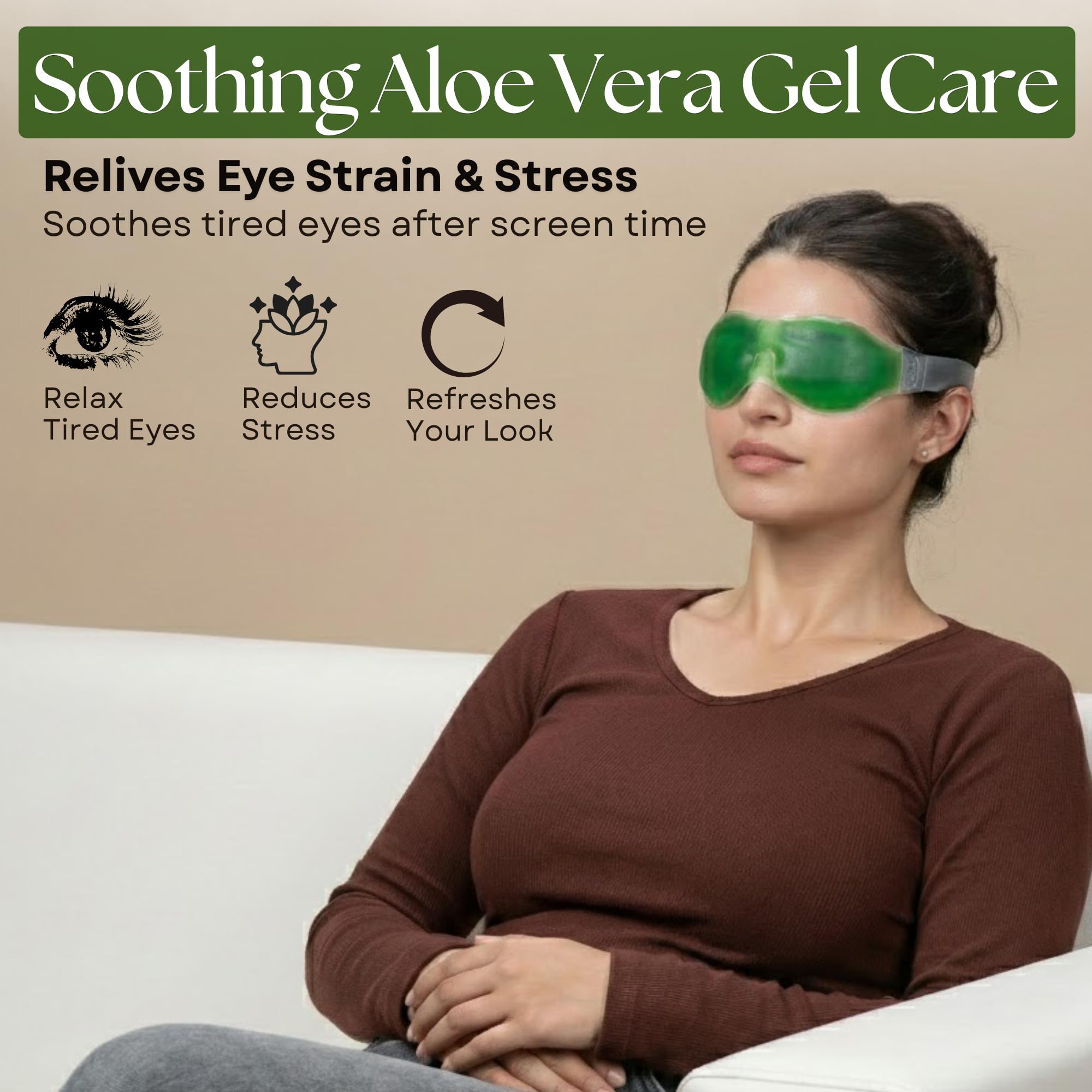 Aloevera Eye Mask | Reusable Eye Cooling Mask for Sleeping & Relaxation | Soft Eye Gel Mask for Puffiness, Dark Circles, Tired Eyes & Daily Eye Care (Pack of 1) — Amazon image 5