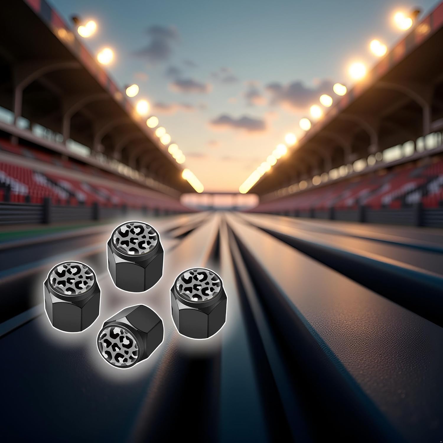 Tire Valve Stem Caps Cover,4 Pcs Metal Black Air Valve Cap, Aluminum Car Wheel Stem Caps,Universal Stem Covers for Cars,Trucks,Bikes,Motorcycles,Corrosion Resistant (Black Leopard Texture)