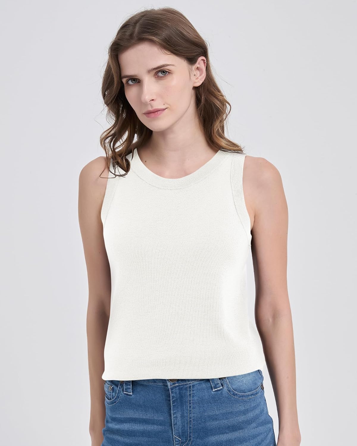 Women's 100% Merino Wool Sweater Vest Business Sleeveless Soft Tank Tops Lightweight Crewneck Casual Tank 2026 Summer