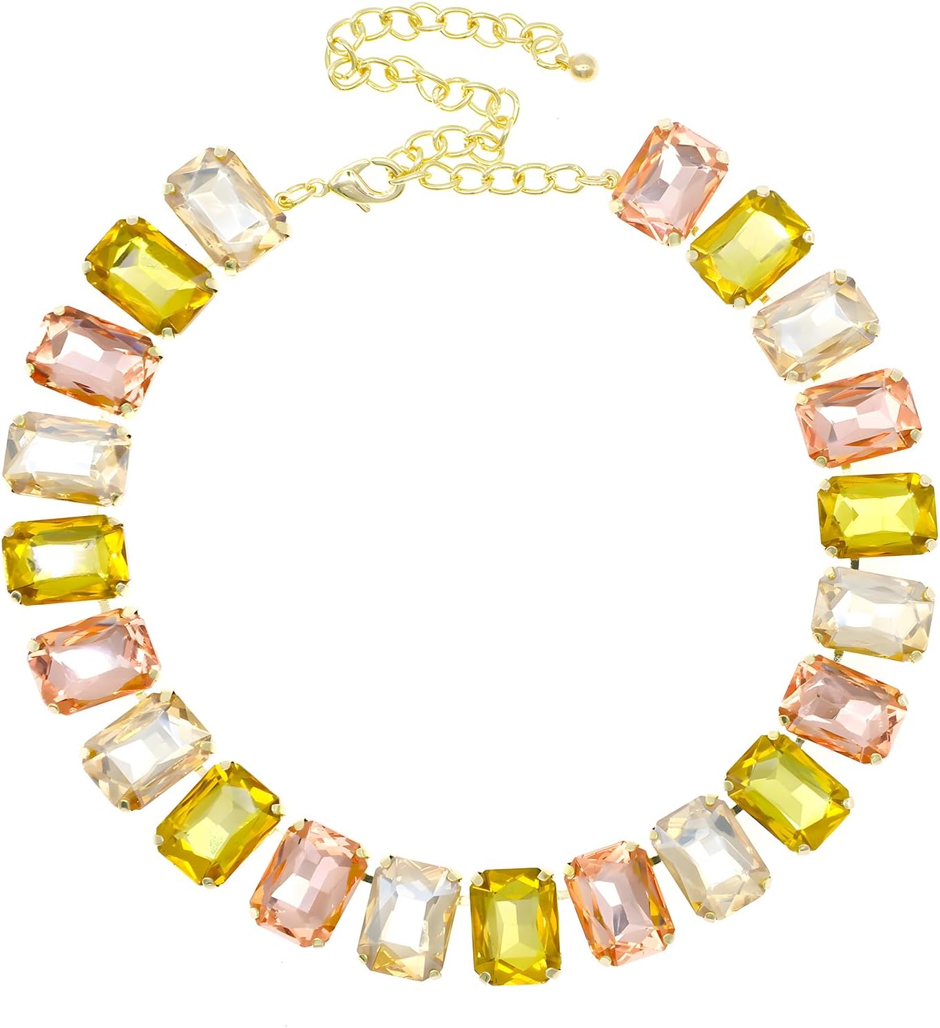 We We Chunky Crystal Rhinestone Choker Collar Necklace For Women Emerald Statement Piece Sparkly Colorful Crystal Necklaces Jewelry